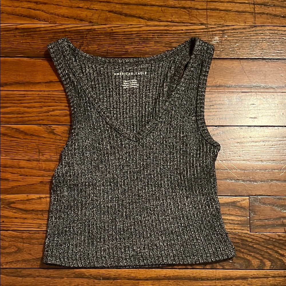 American Eagle Outfitters Charcoal Ribbed Tank Top